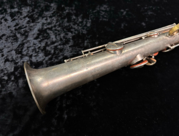 Photo Vintage Original Silver Plate Holton Bb Soprano Saxophone, Serial #24808